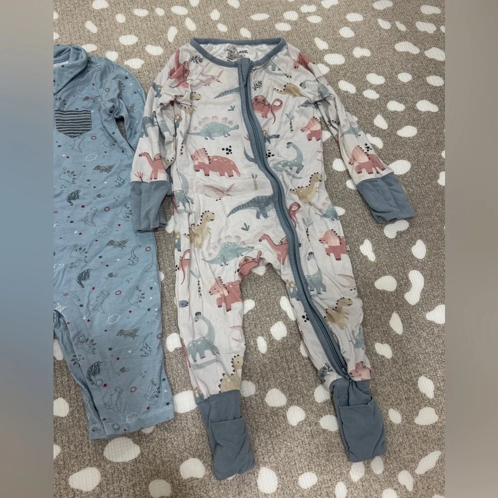 Lot of 7 bamboo footies coverall baby boy angel dear cath kid hat dinosaur zippy